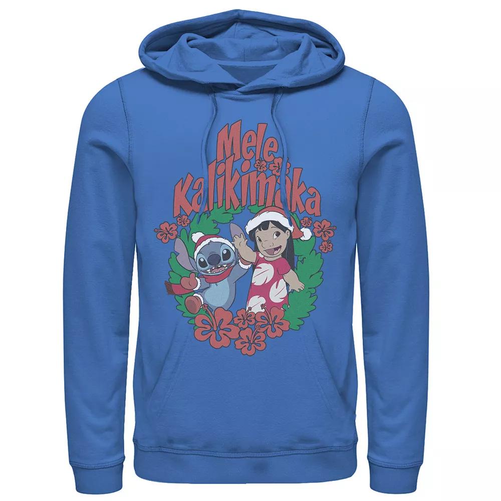 Disney's Lilo & Stitch Christmas Mele Kalikimaka Wreath Men's Hoodie, Size: Medium, Royal Product Image