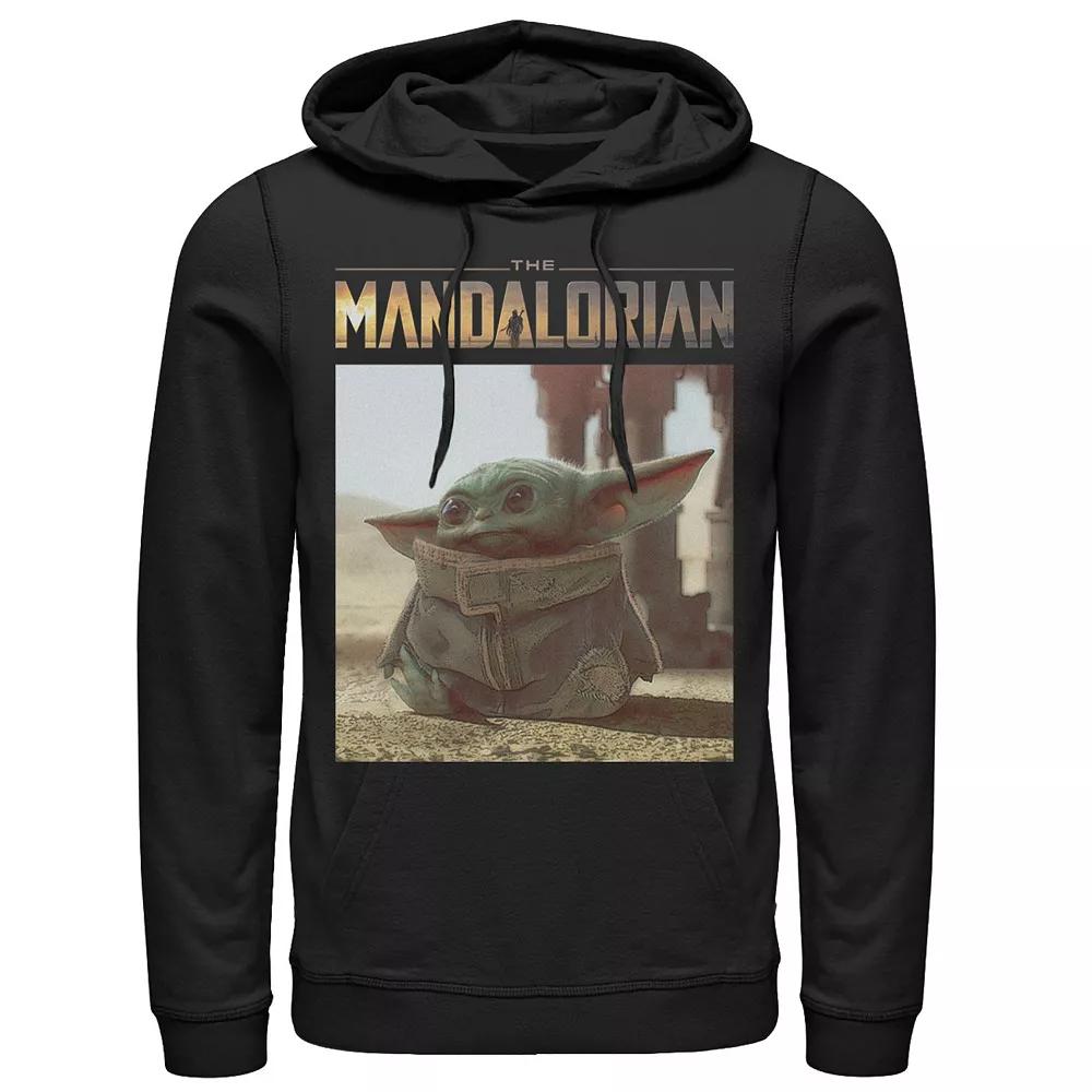 Men's Star Wars The Mandalorian The Child Portrait Logo Hoodie, Size: Large, Black Product Image
