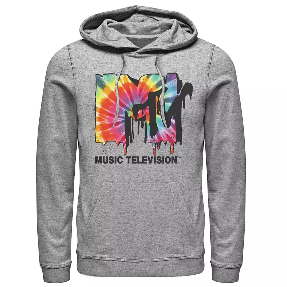 Men's MTV Classic Tie Dye Drip Logo Hoodie, Size: Small, Athletic Grey Product Image
