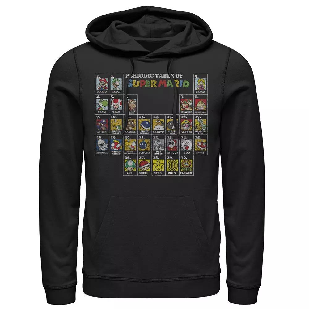 Men's Nintendo Super Mario Periodic Table Of Character Panel Grid Hoodie,  Product Image