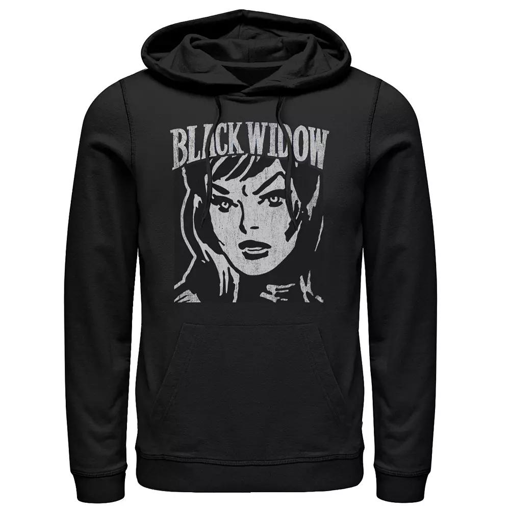 Men's Marvel Black Widow Retro Vintage Portrait Hoodie,  Product Image