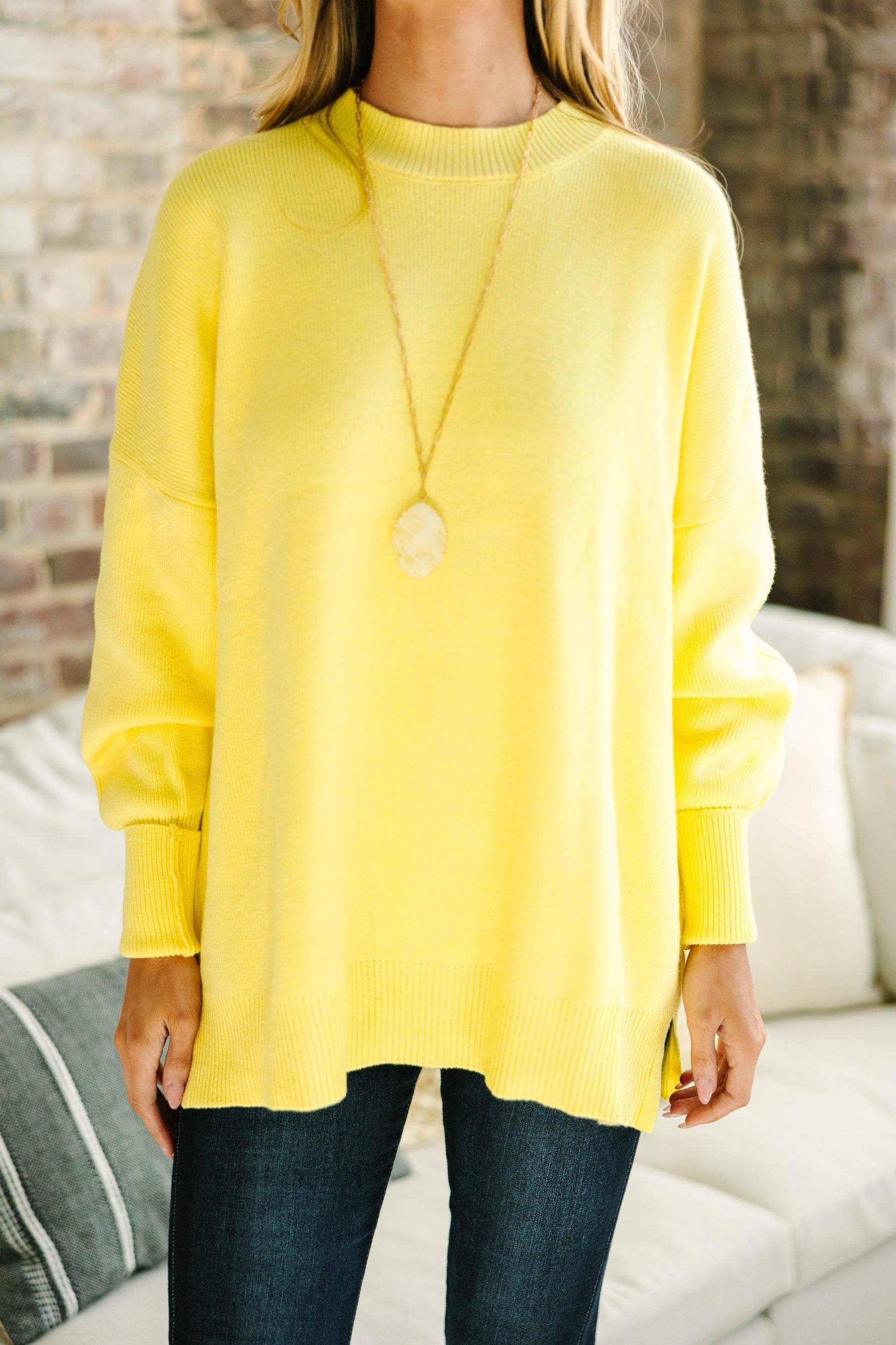 Perfectly You Yellow Mock Neck Sweater Female Product Image