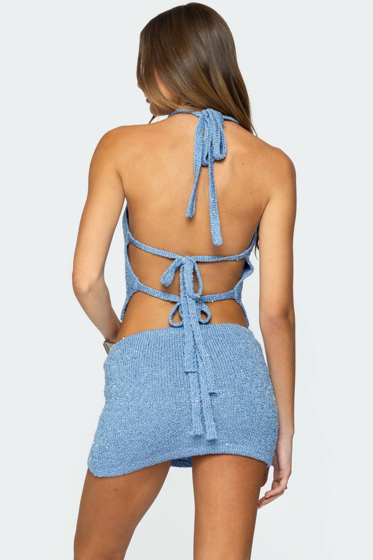 Shaylee Sequin Knit Backless Top Product Image