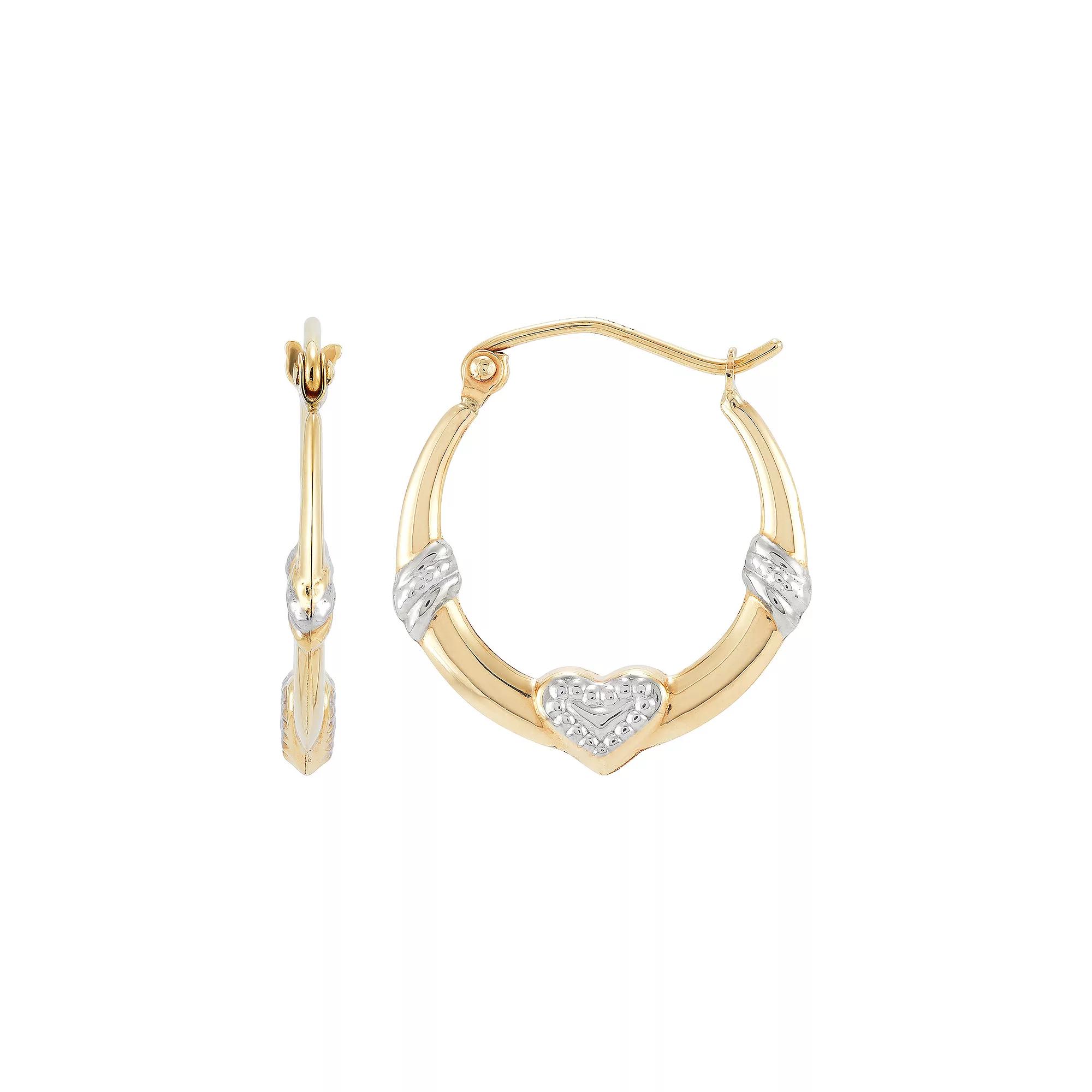 Everlasting Gold 10k Gold Heart Hoop Earrings, Womens Product Image