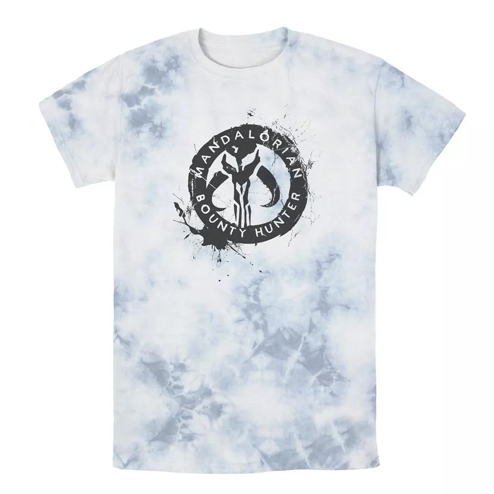 Men's Star Wars The Mandalorian Paint Splatter Emblem Tee, Boy's, Size: Small, Blue Pink Light Yellow Product Image