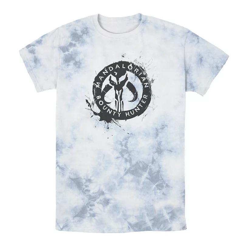 Men's Star Wars The Mandalorian Paint Splatter Emblem Tee, Boy's, Size: Small, Blue Pink Light Yellow Product Image