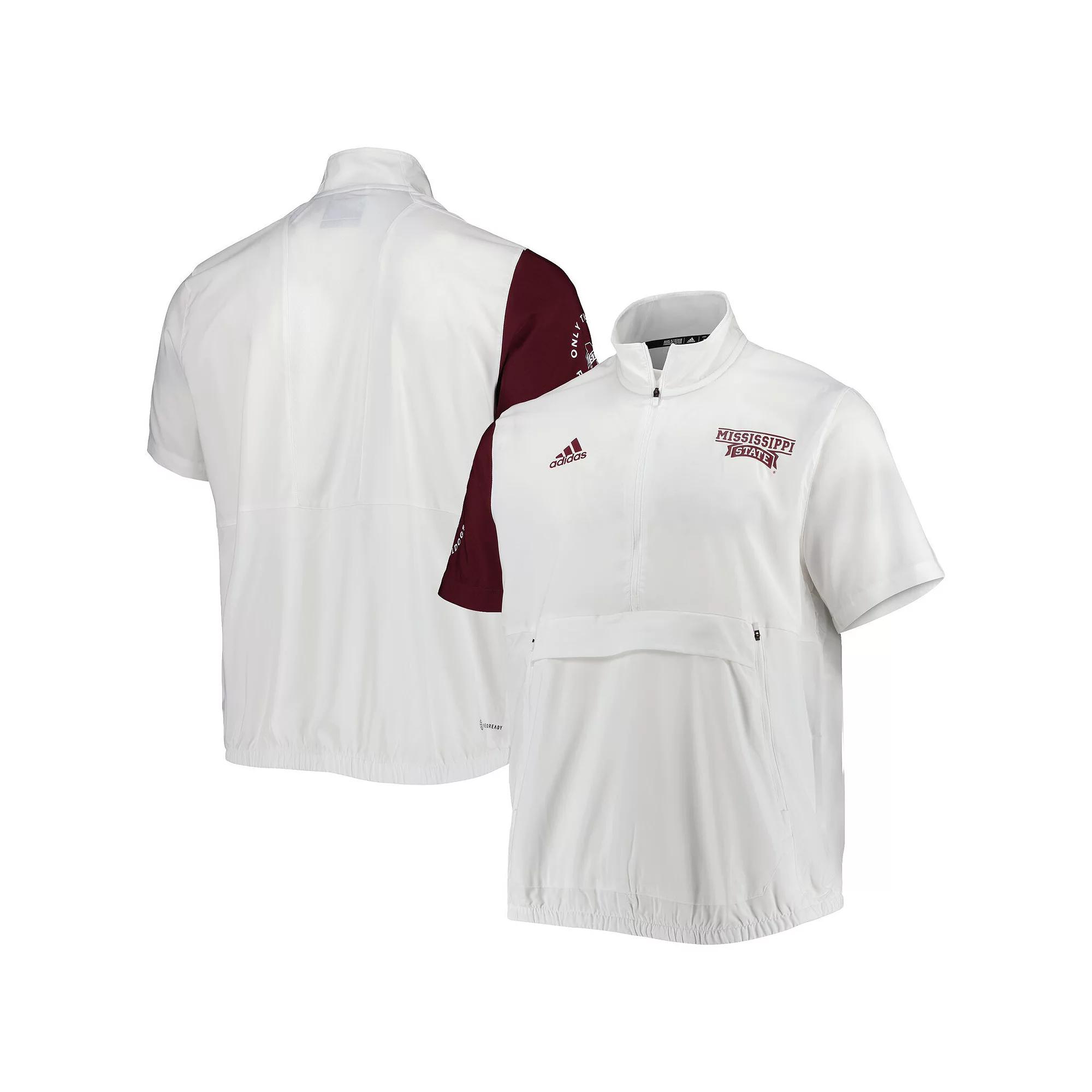 Men's adidas White Mississippi State Bulldogs M STM AEROREADY Half-Zip Jacket, Size: Medium, Mst White Product Image