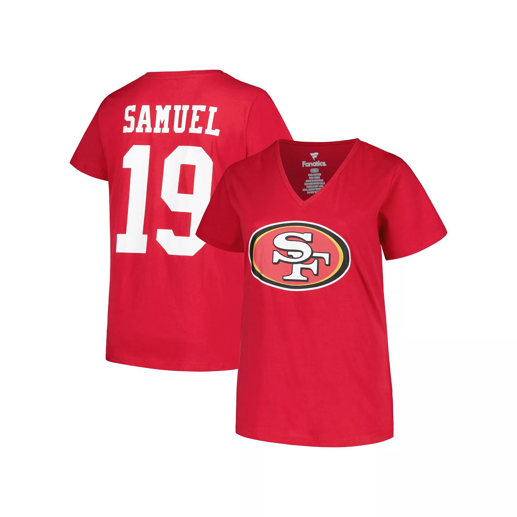 Women's Fanatics Branded Deebo Samuel Scarlet San Francisco 49ers Plus Size Player Name & Number V-Neck T-Shirt, Size: 3XL, Red Product Image