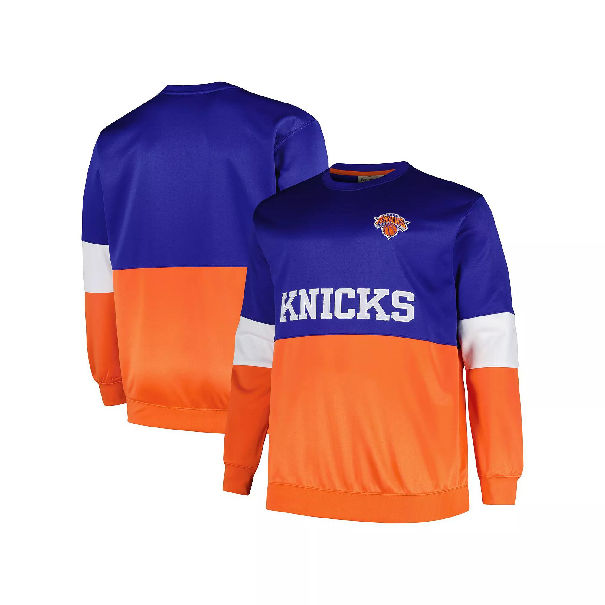 Men's Fanatics Branded Blue/Orange New York Knicks Big & Tall Split Pullover Sweatshirt, Size: 4XB Product Image