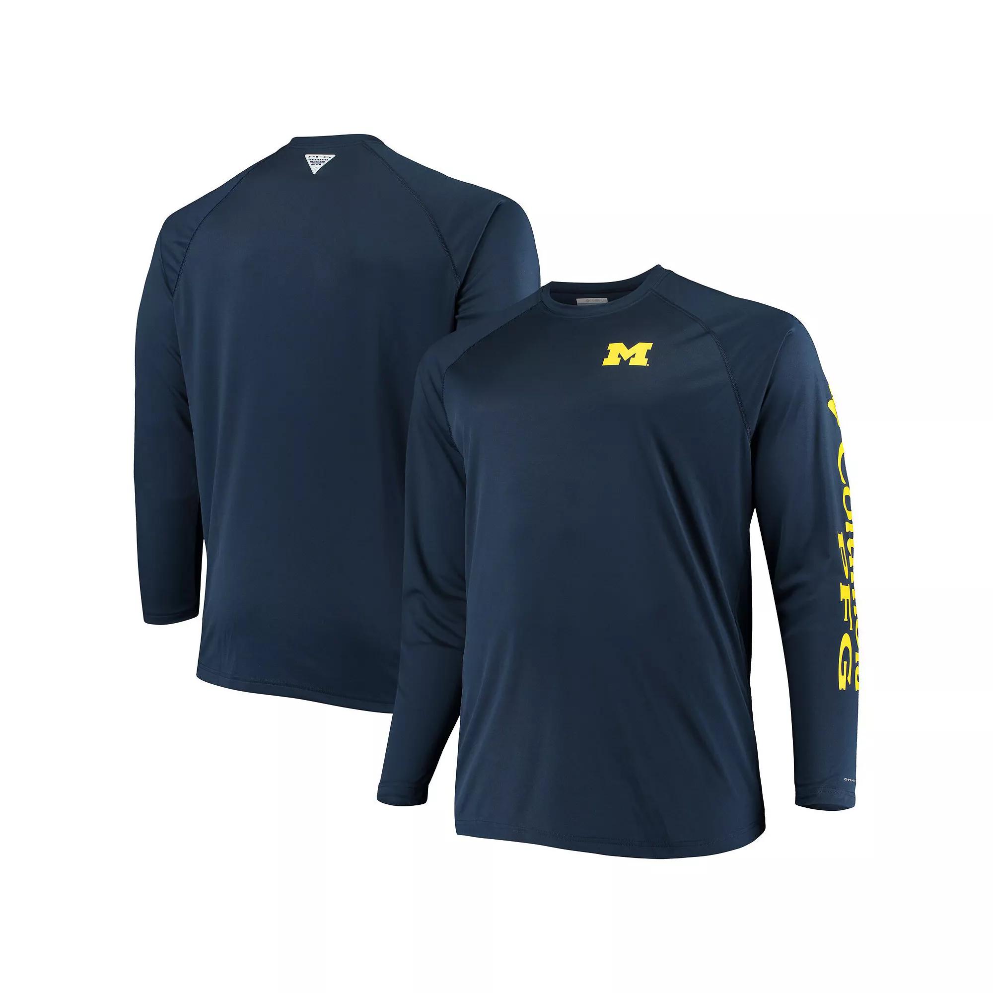 Columbia Men's Collegiate PFG Terminal Tackle Long Sleeve Shirt - Big - Michigan- Product Image