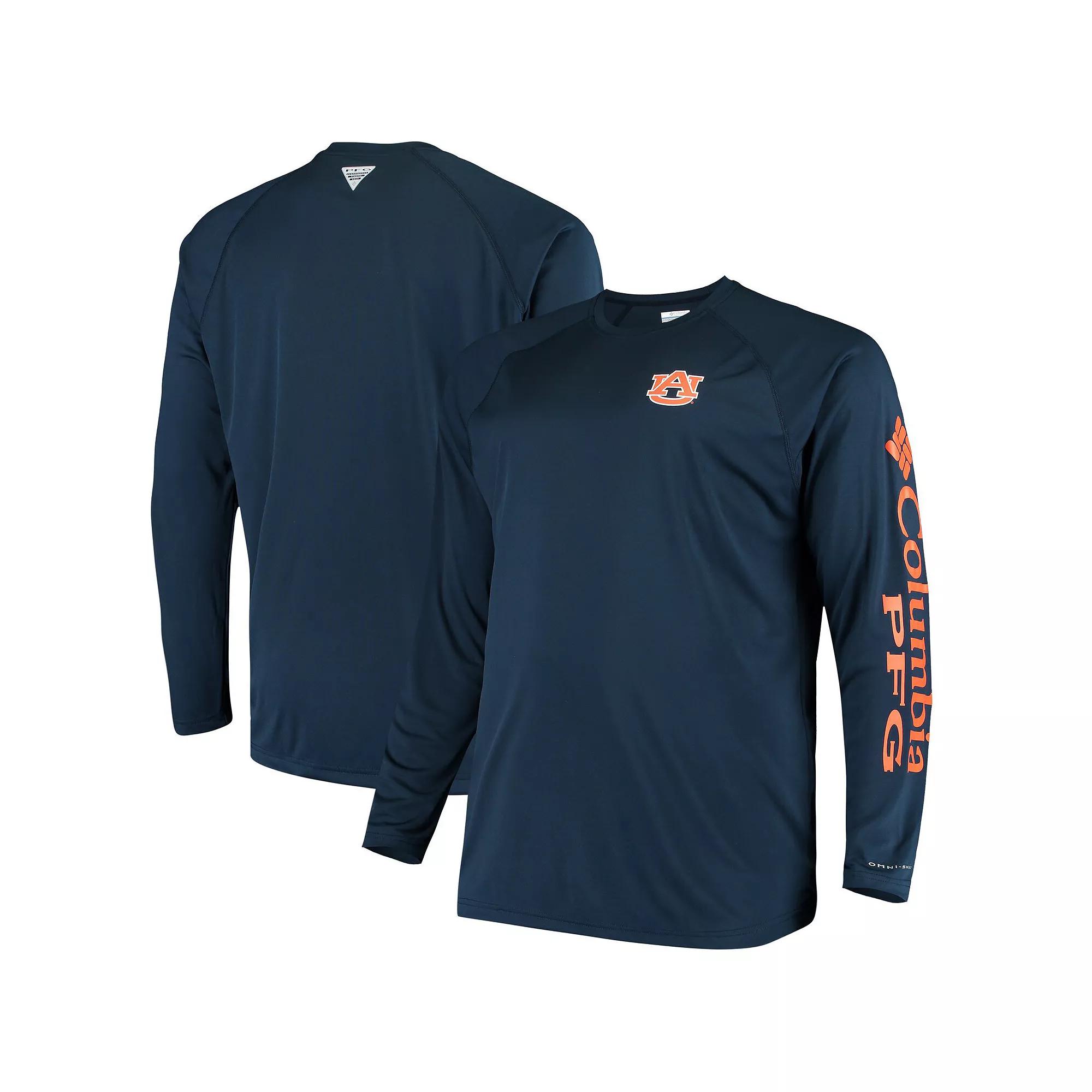 Mens Columbia Auburn Tigers Big & Tall Terminal Tackle Long Sleeve Omni-Shade T-Shirt Blue Product Image
