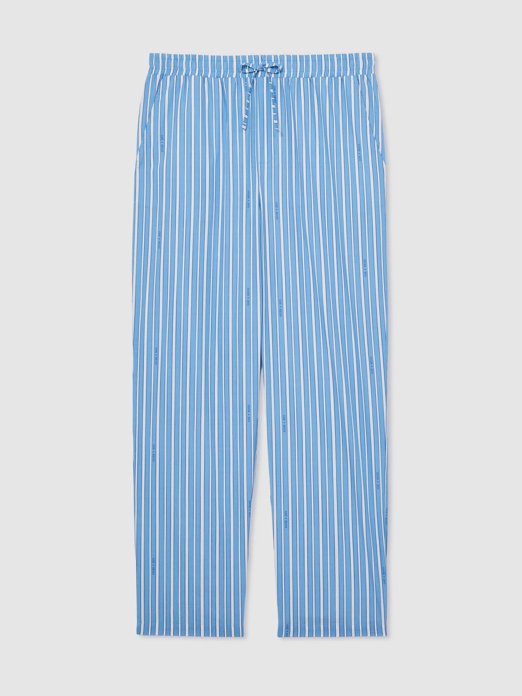 Reiss | Ché Poplin Stripe Trousers in Bright Blue/White Product Image