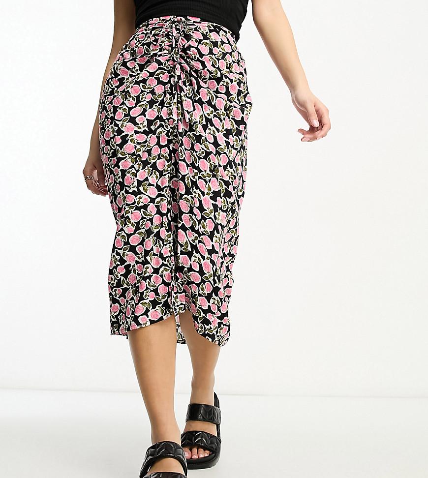 Miss Selfridge Petite ruched front midi skirt rose Product Image