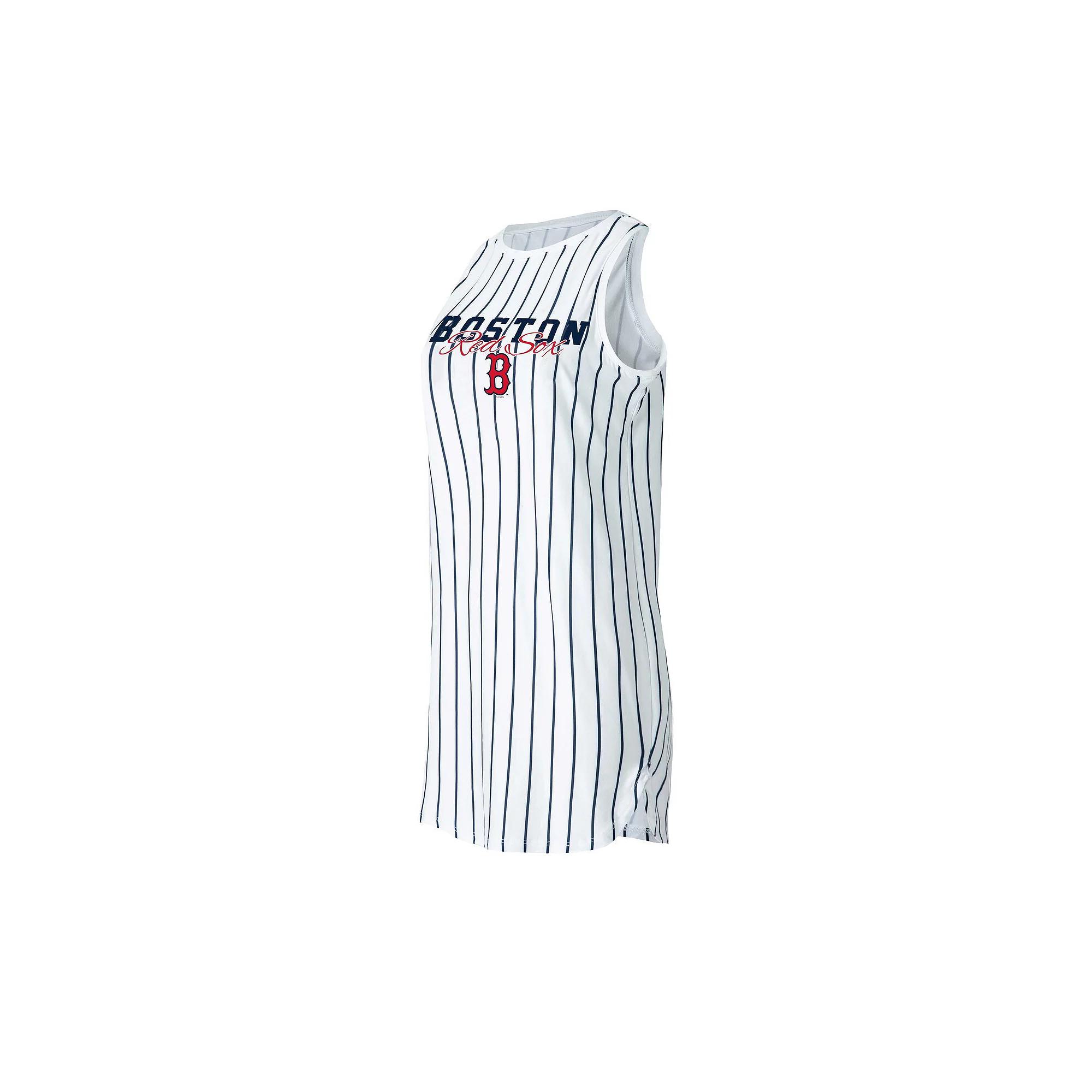 Women's Concepts Sport White Boston Red Sox Reel Pinstripe Knit Sleeveless Nightshirt,  Product Image