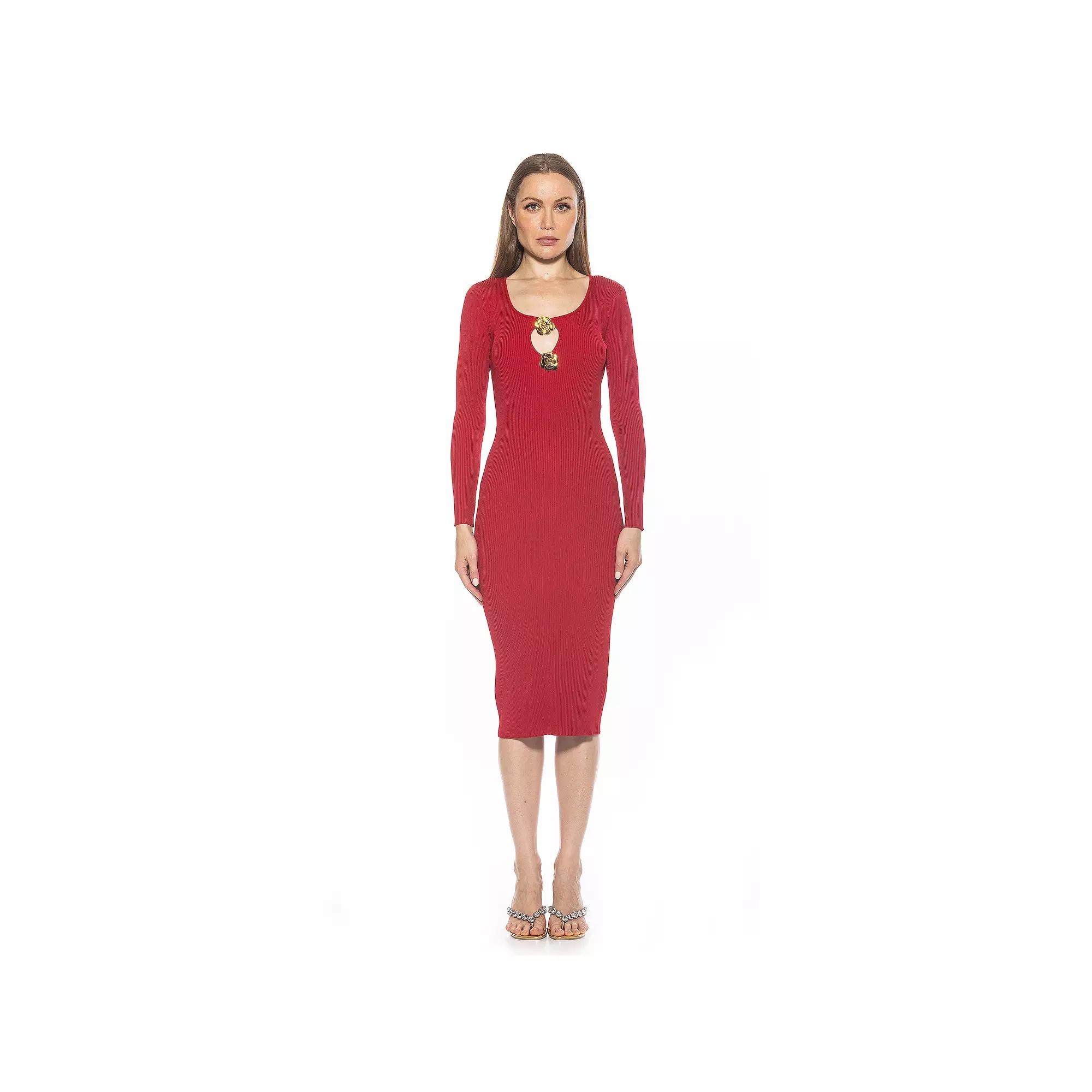 Women's ALEXIA ADMOR Tia Scoop Neck Long Sleeve Knit Midi Dress,  Product Image