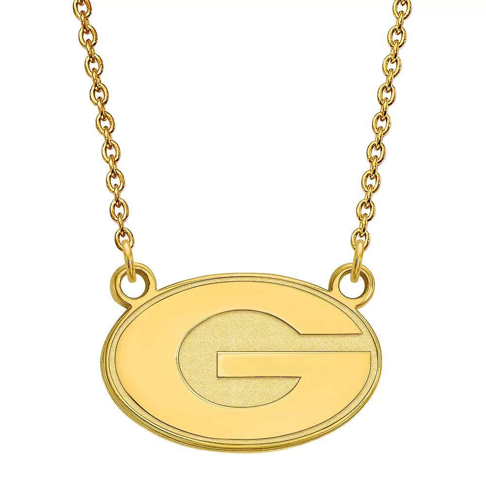 LogoArt Georgia Bulldogs Sterling Silver 14K Gold Plated Small Pendant With Necklace, Women's, Size: 18 mm Product Image