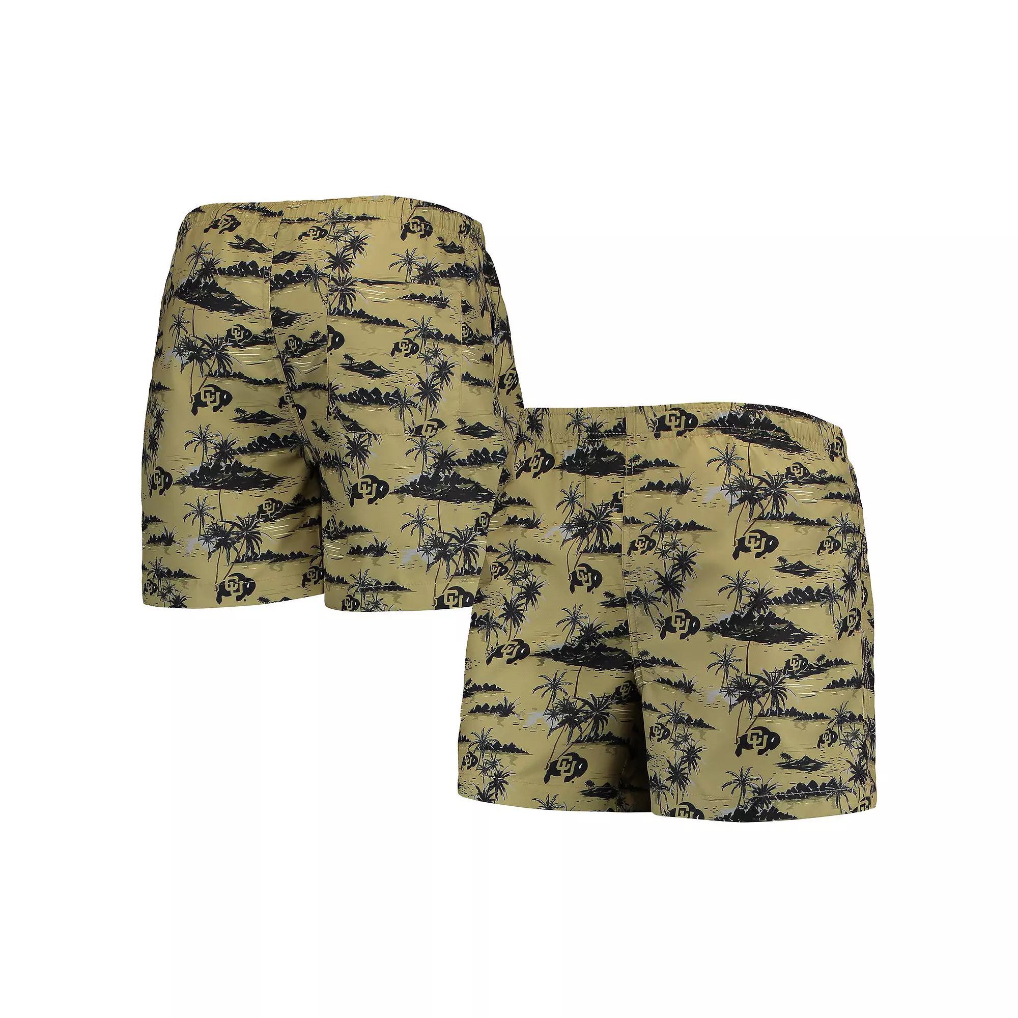 Men's FOCO Gold Colorado Buffaloes Island Palm Swim Trunks, Size: XL Product Image
