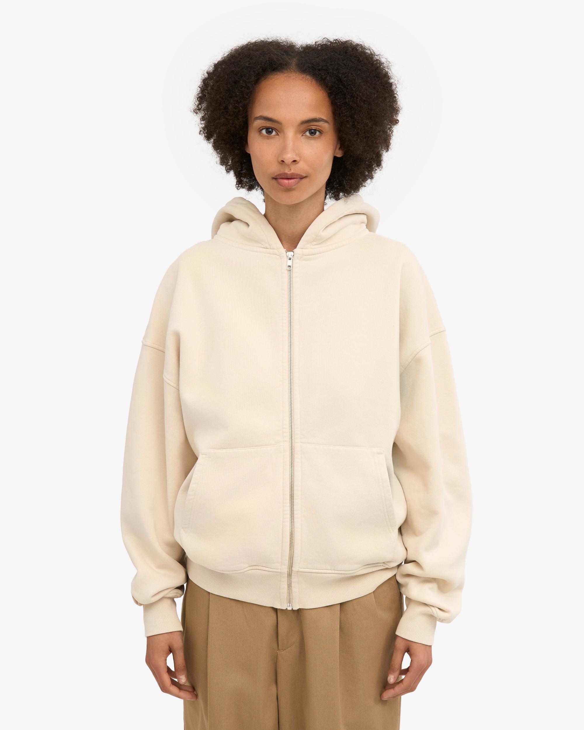 Organic Oversized Zip Hood - Ivory White Product Image