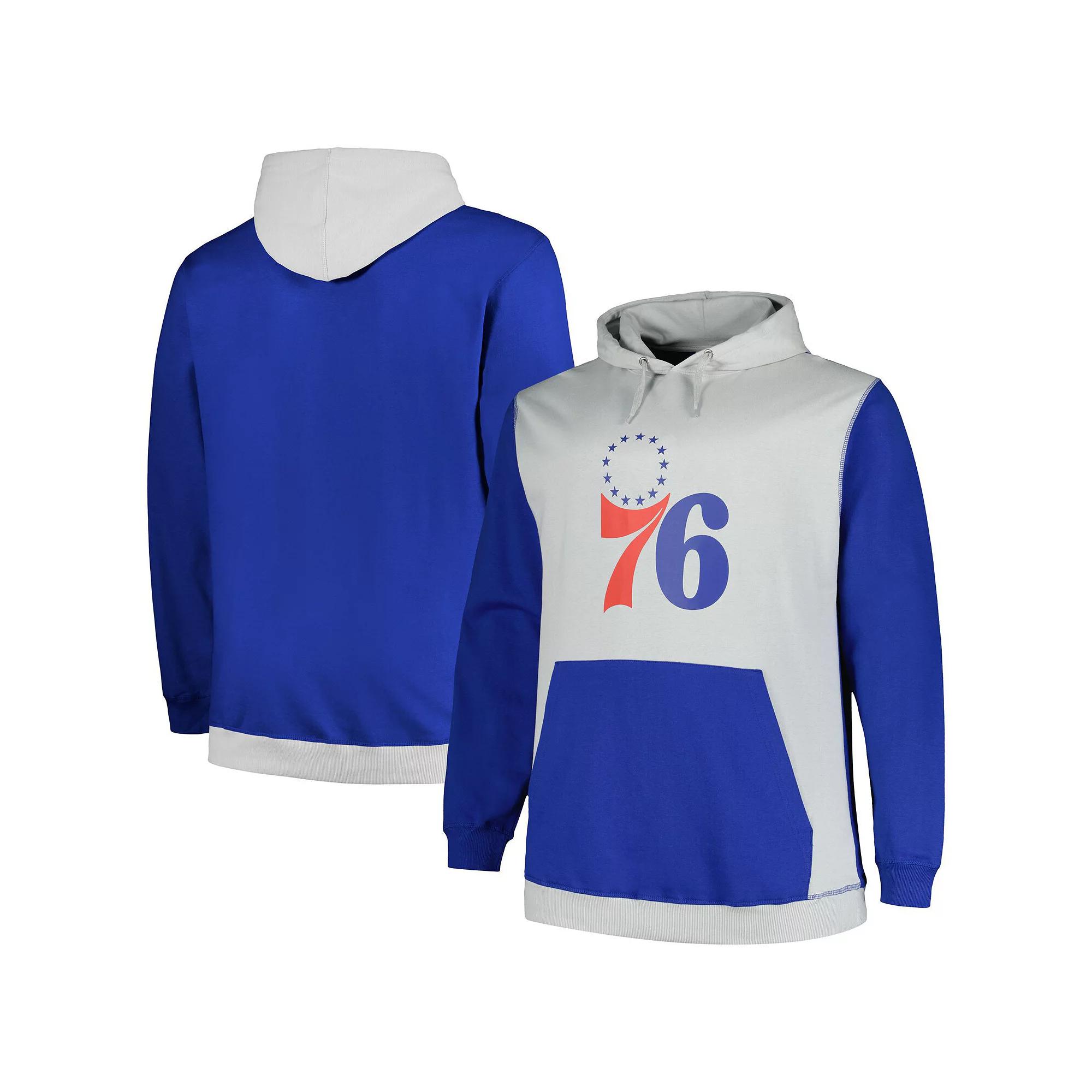 Men's Fanatics Branded Royal/Silver Philadelphia 76ers Big & Tall Primary Arctic Pullover Hoodie,  Product Image