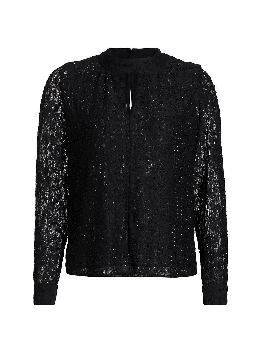Womens The Andi Embellished Lace Cut-Out Blouse Product Image