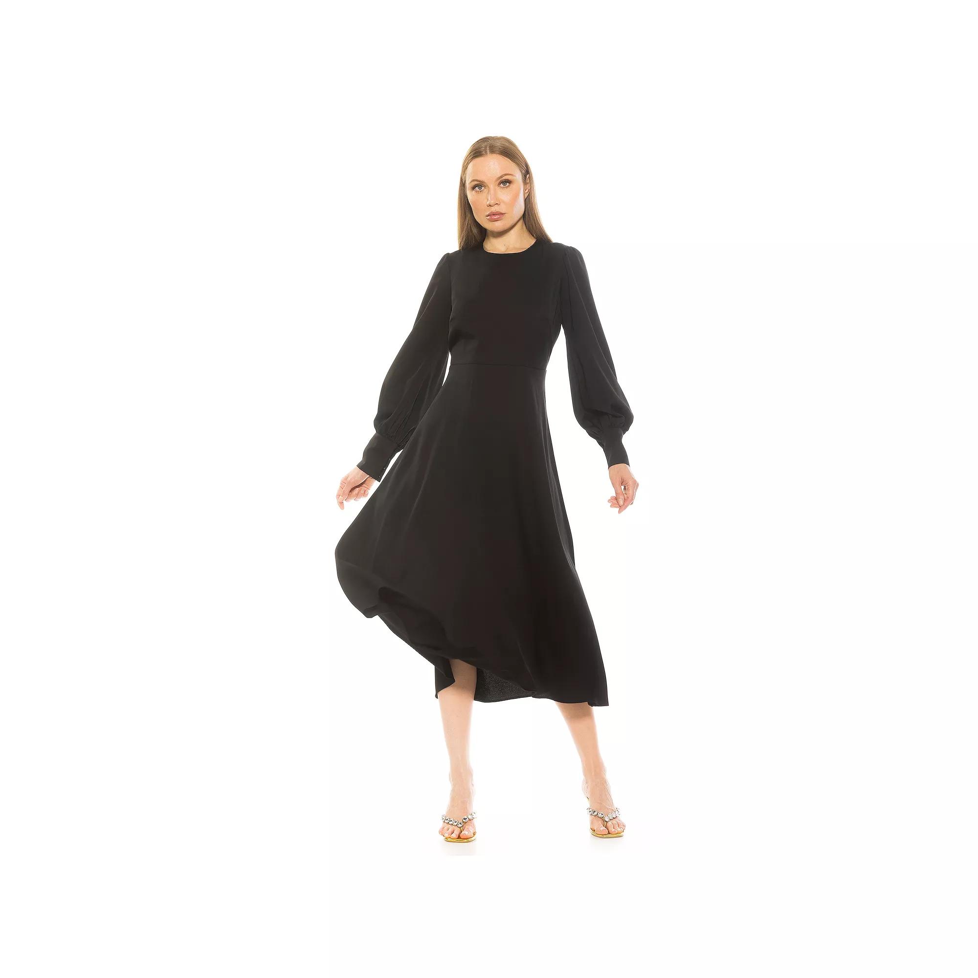 Women's ALEXIA ADMOR Sophie Fit & Flare Blouson Sleeve Midi Dress,  Product Image