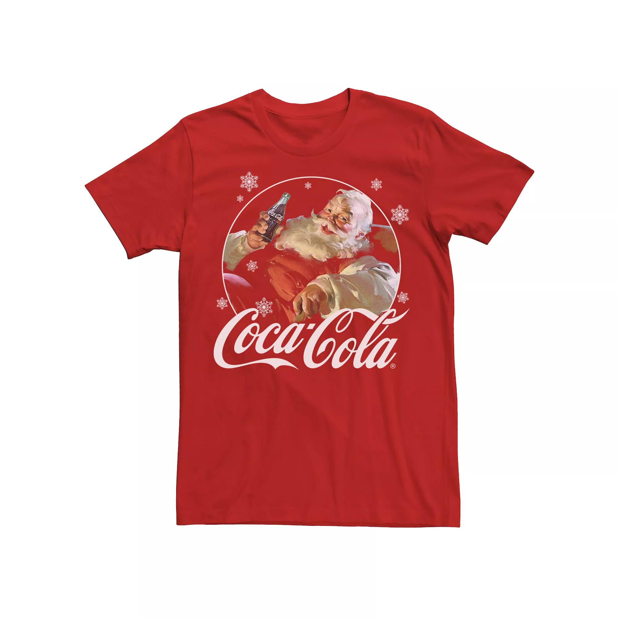 Men's Coca Cola Santa Retro Christmas Logo Tee,  Product Image
