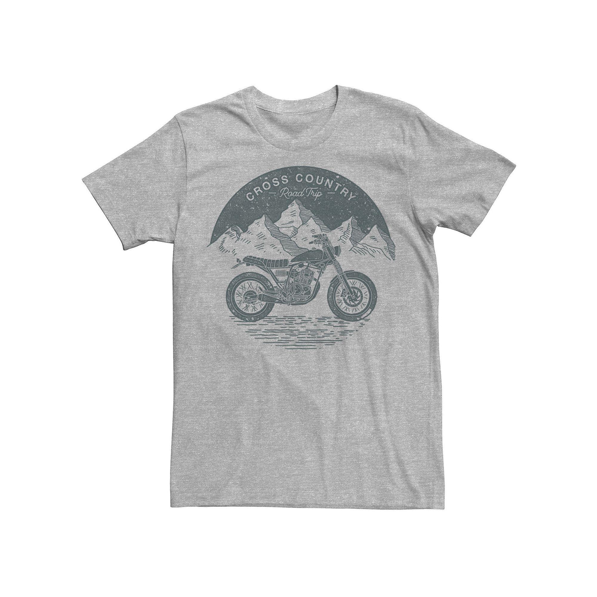 Men's Cross Country Road Trip Motorcycle Circle Tee, Boy's, Size: XXL, Athletic Grey Product Image