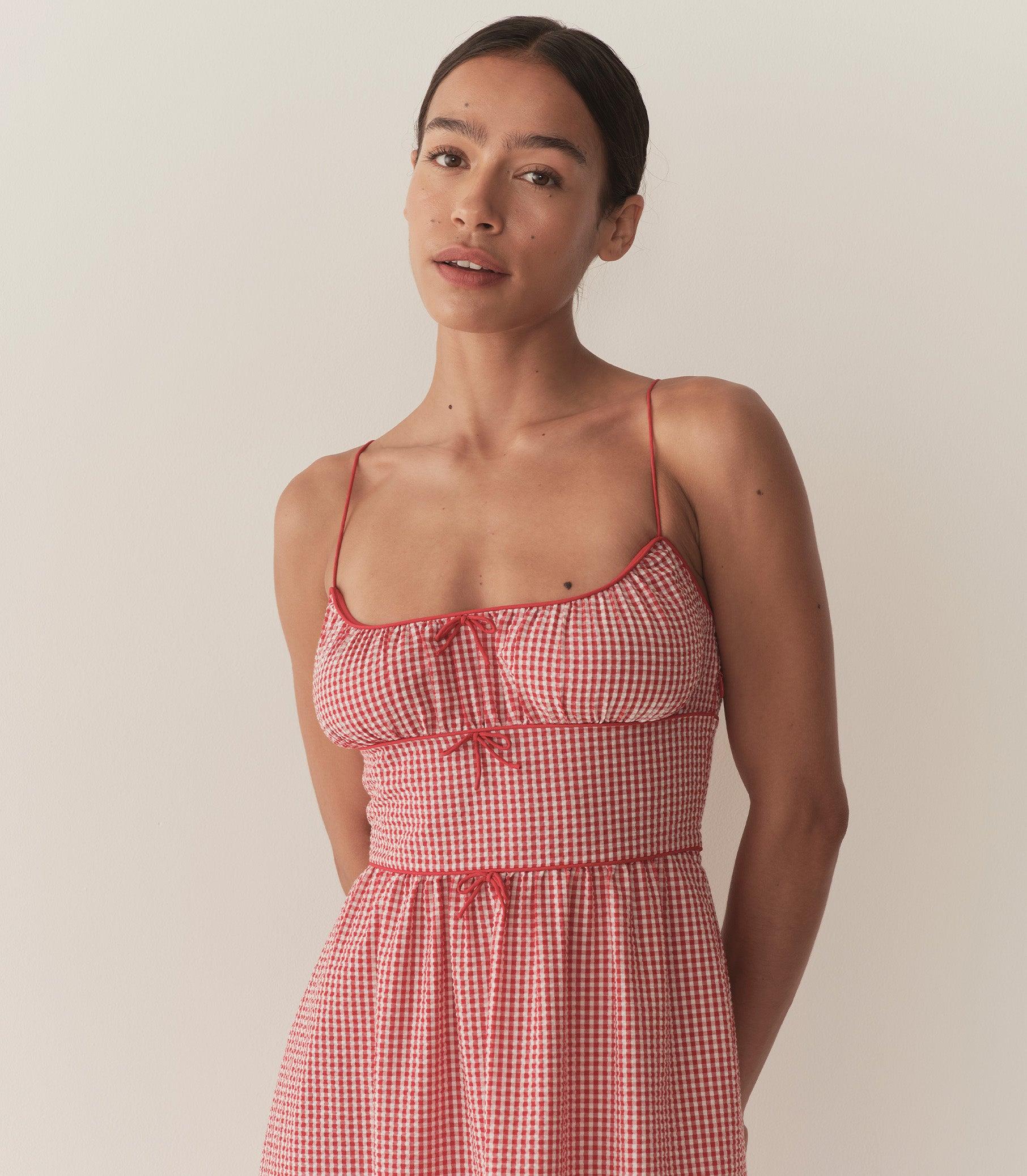 BELLINE DRESS -- ROUGE LA MADDALENA GINGHAM Product Image