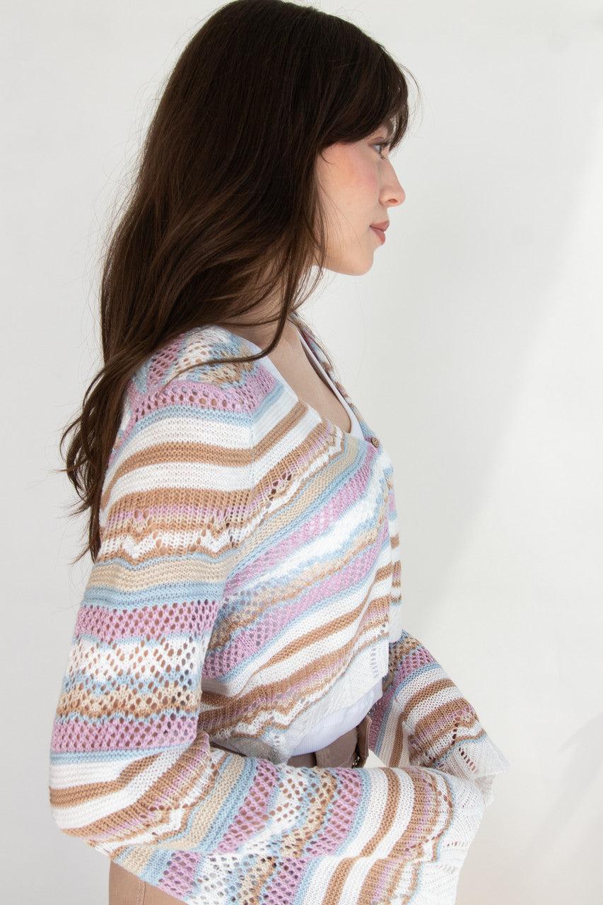 Striped Pointelle Cardigan Product Image