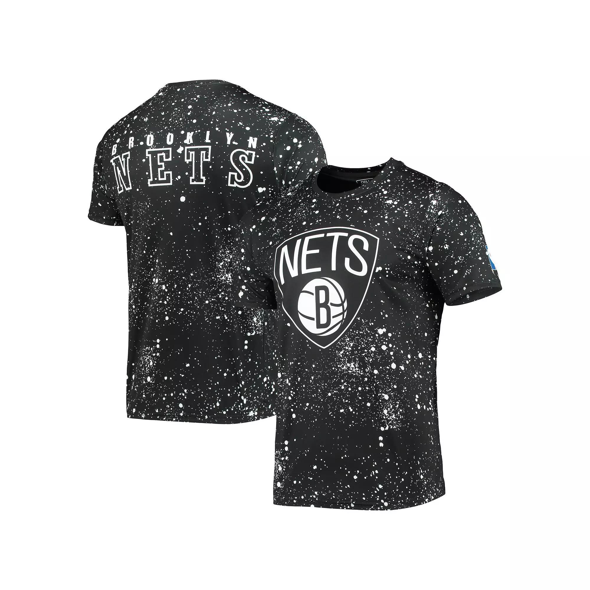 Men's FISLL Black Brooklyn Nets Splatter Print T-Shirt,  Product Image