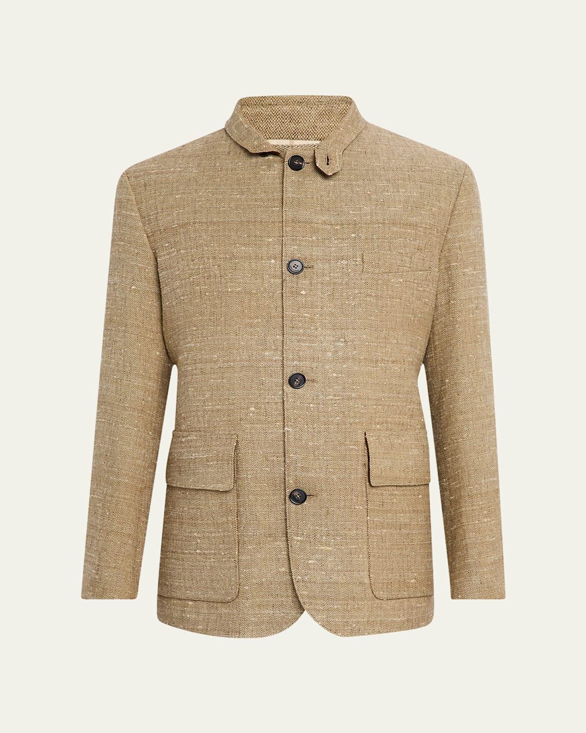 Men's Linen and Silk Roadster Single-Breasted Jacket Product Image