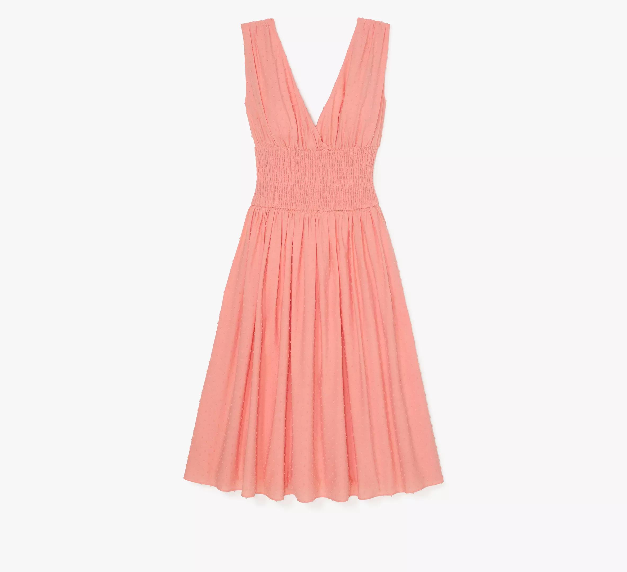 Swiss Dot Smocked Midi Dress Product Image