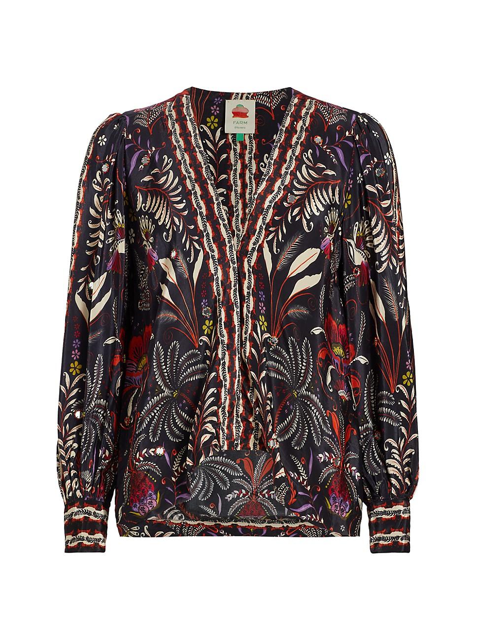 Womens Classic Garden Mirror-Embellished Blouse Product Image