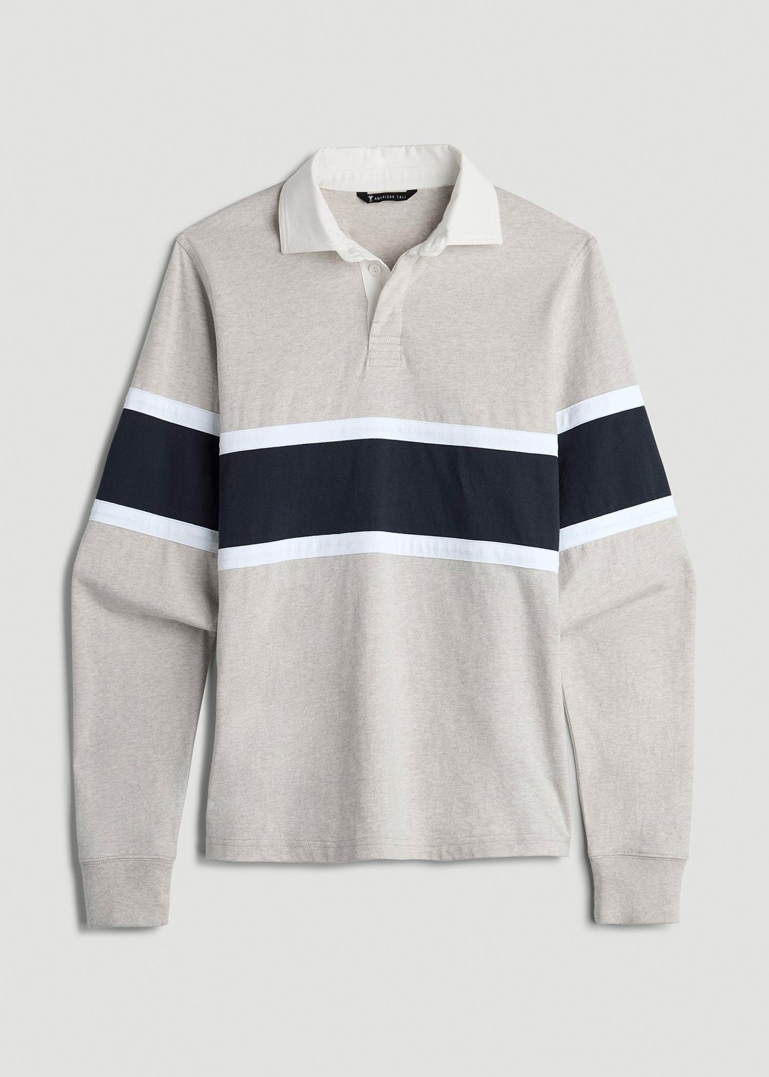 Rugby Long Sleeve Shirt for Tall Men in Oatmeal Heather Multi Male Product Image