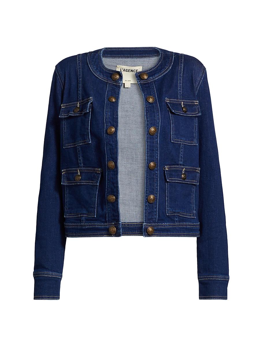 Womens Yari Denim Collarless Jacket Product Image