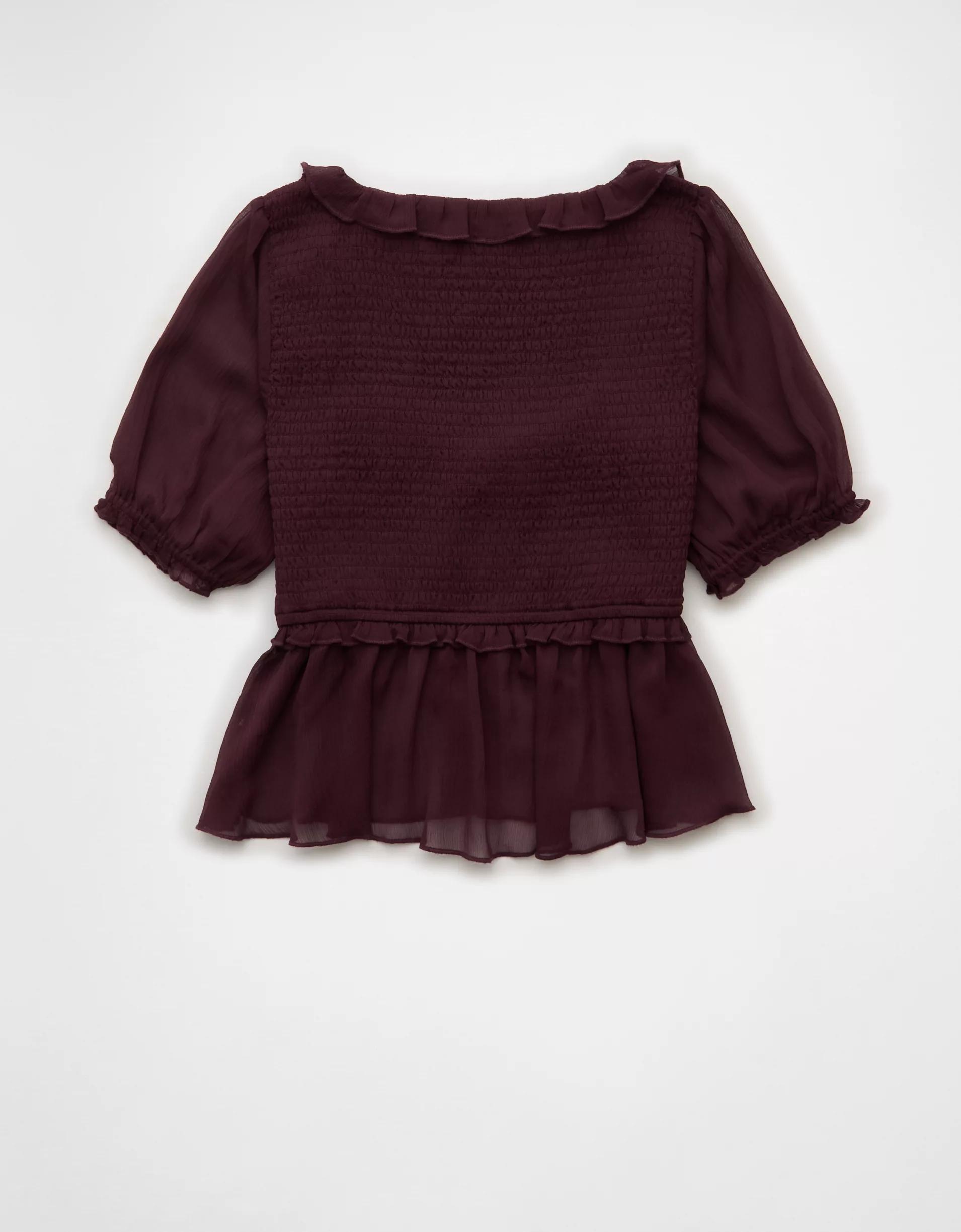 AE Smocked Babydoll Blouse Product Image