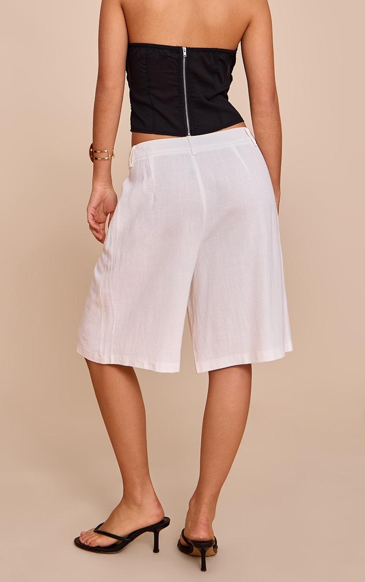 White Linen Tailored Long Shorts Product Image