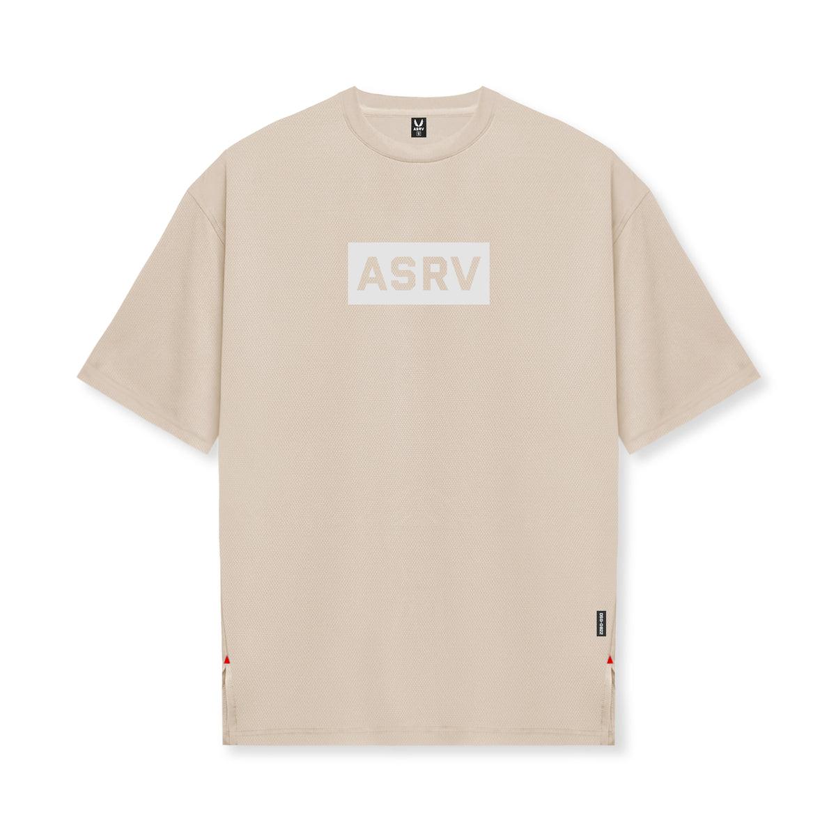 0822. AeroSilver® Oversized Tee - Beige "Box Logo" Male Product Image