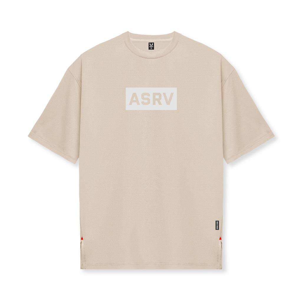 0822. AeroSilver® Oversized Tee - Beige "Box Logo" Male Product Image