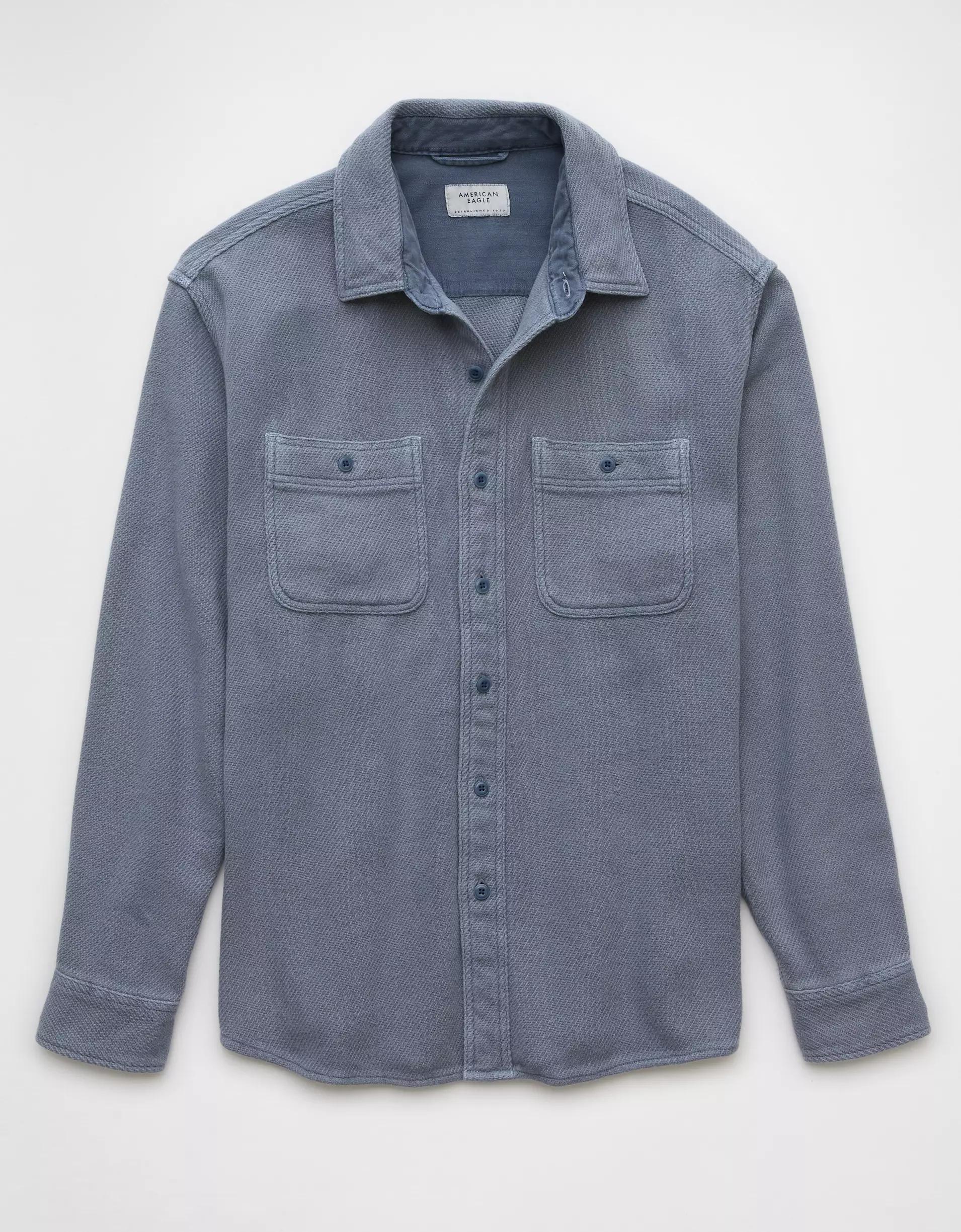AE Textured Solid Flannel Shirt Product Image