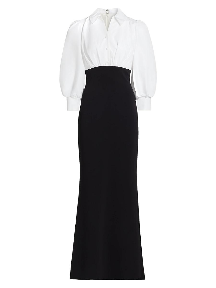 Womens Taffeta-Crepe Bishop-Sleeve Gown Product Image