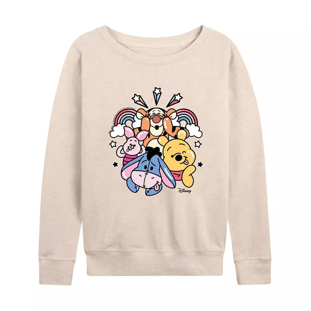 Disney's Winnie the Pooh Women's Group Rainbow French Terry Long Sleeve Tee, Girl's,  Product Image