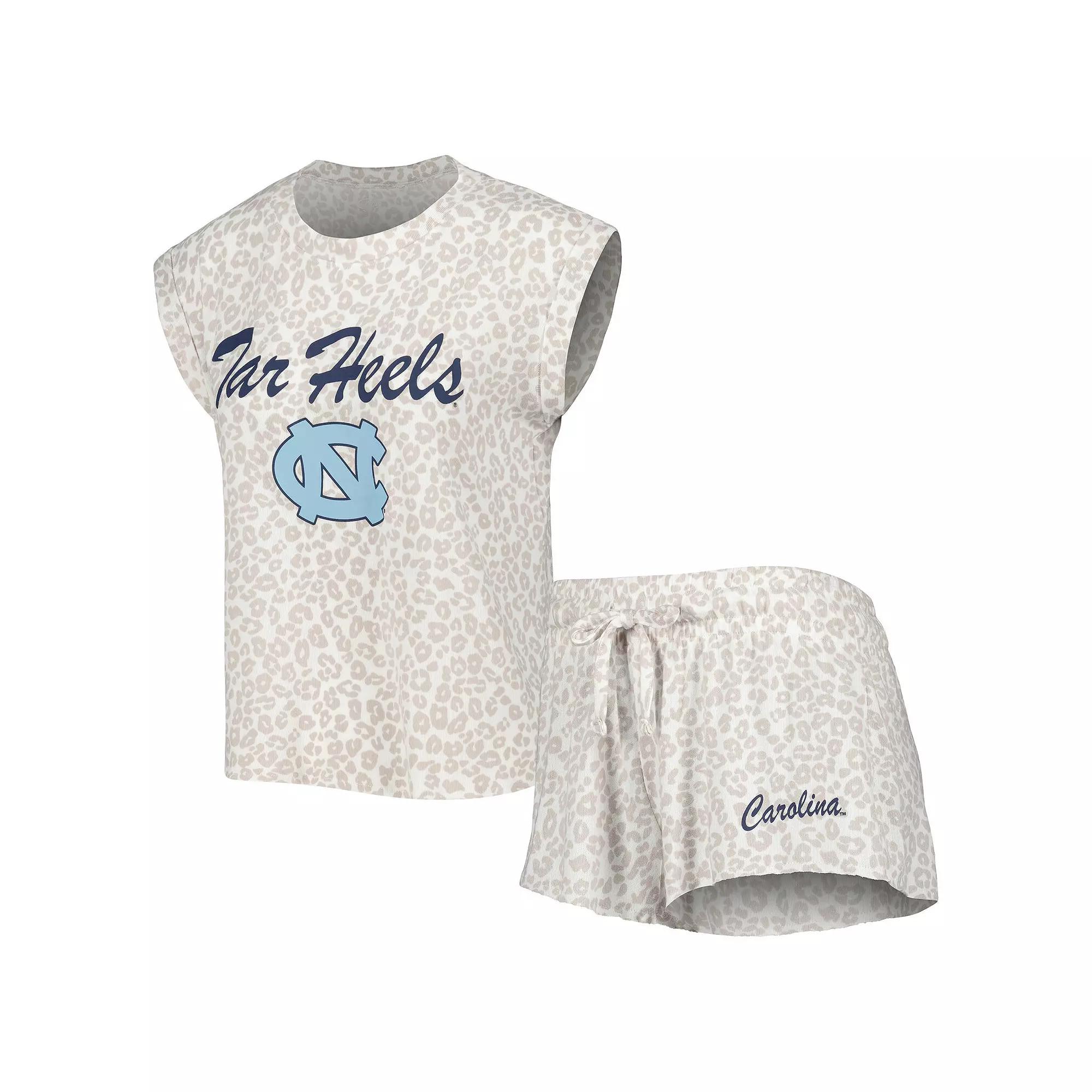 Women's Concepts Sport Cream North Carolina Tar Heels Montana T-Shirt & Shorts Sleep Set,  Product Image