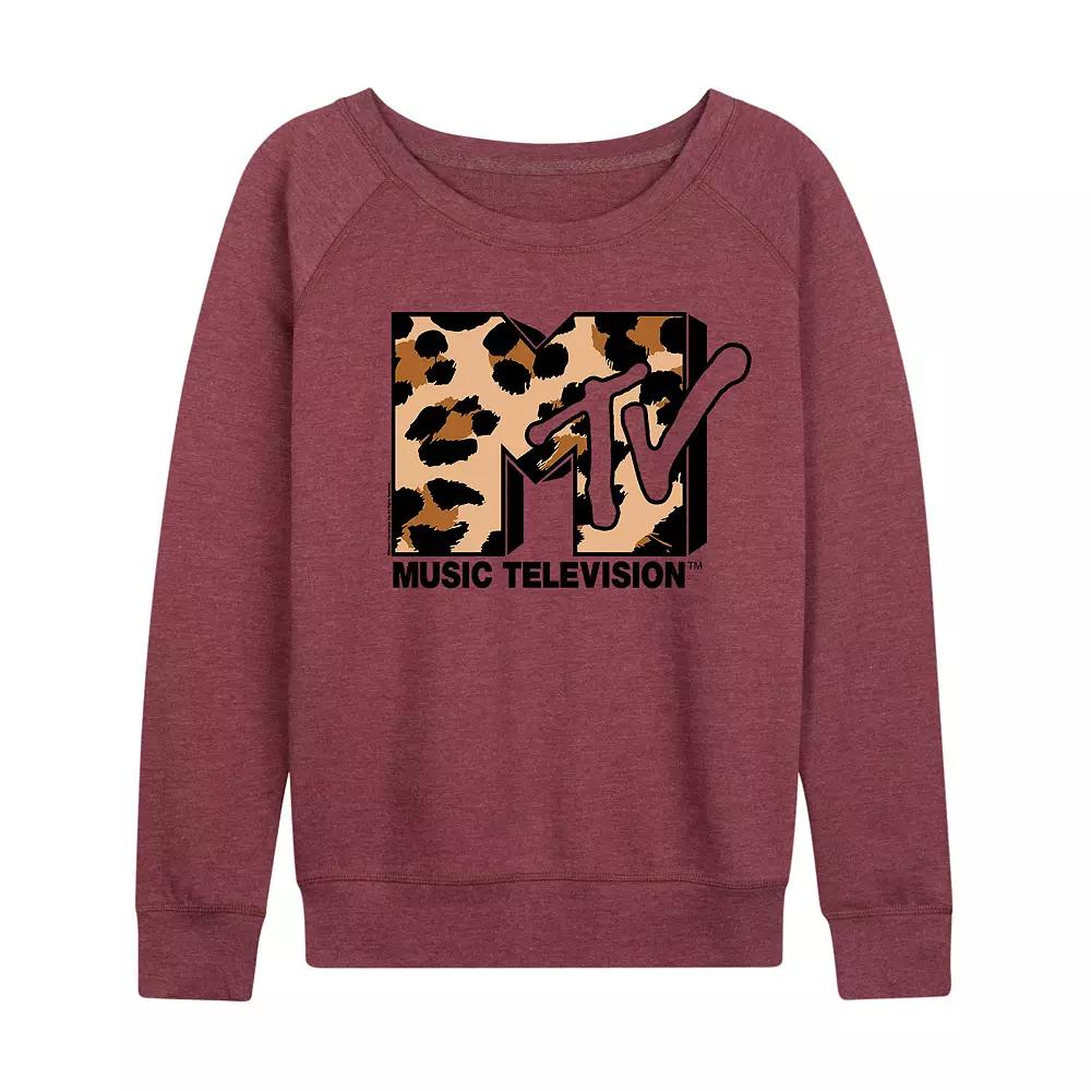 Women's MTV Leopard Art French Terry Long Sleeve Tee,  Product Image