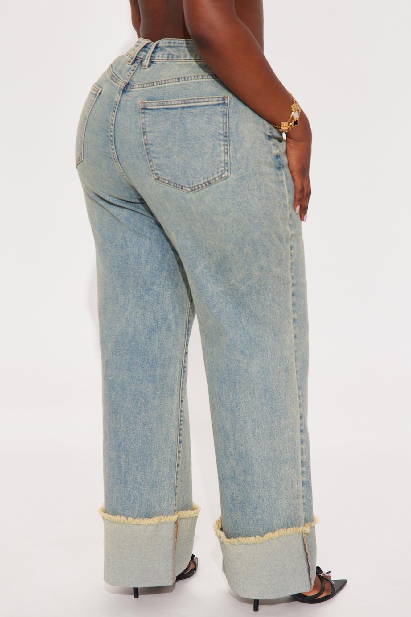 All The While Cuffed Wide Leg Jeans - Vintage Wash Product Image