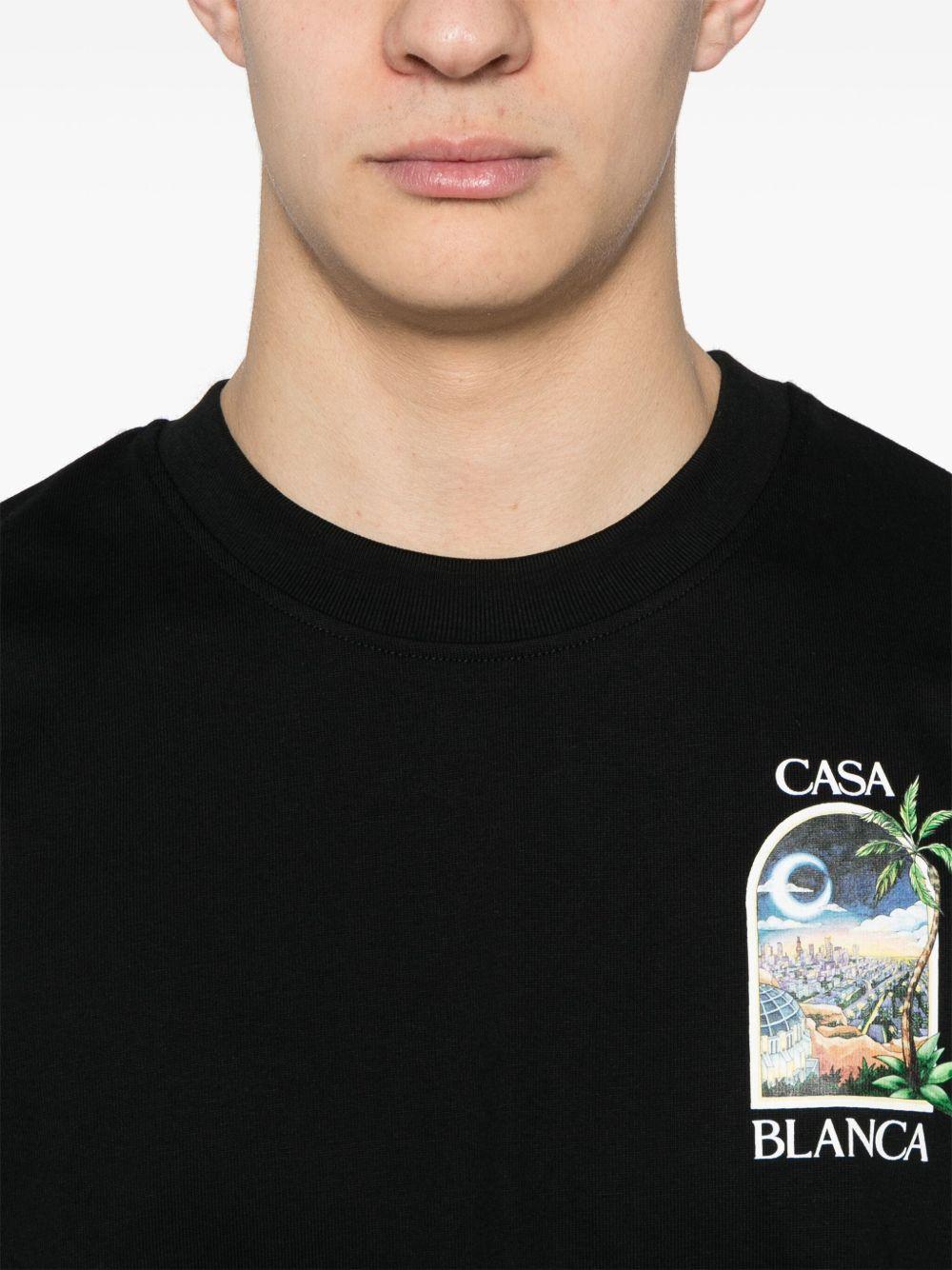 CASABLANCA Les Elements Organic-cotton T-shirt In Black Product Image