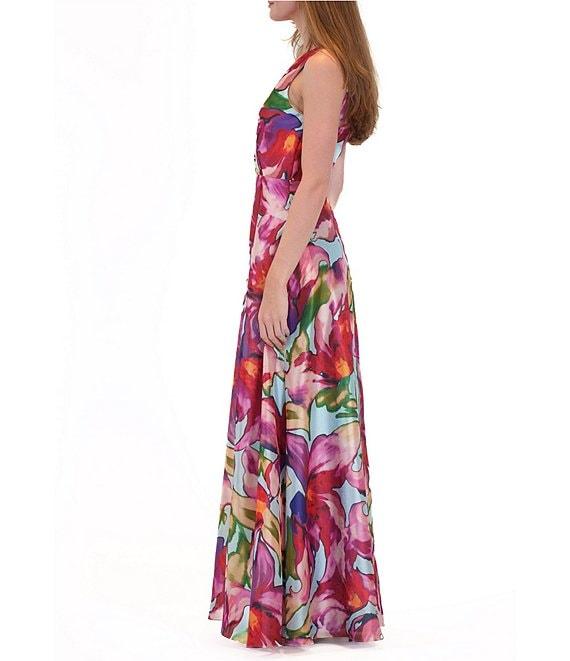 Julia Jordan V-Neck Floral Print Chiffon Maxi Dress Product Image