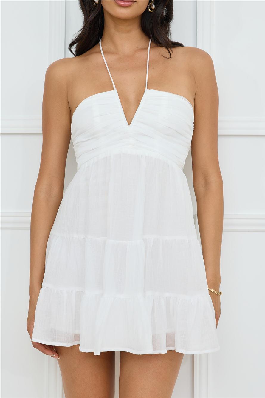 Styled For Sunsets Halter Mini Dress White Product Image