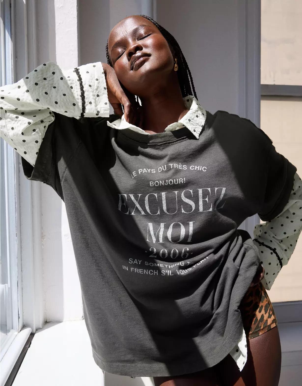 Aerie Crew Oversized Boyfriend T-Shirt Women's Product Image