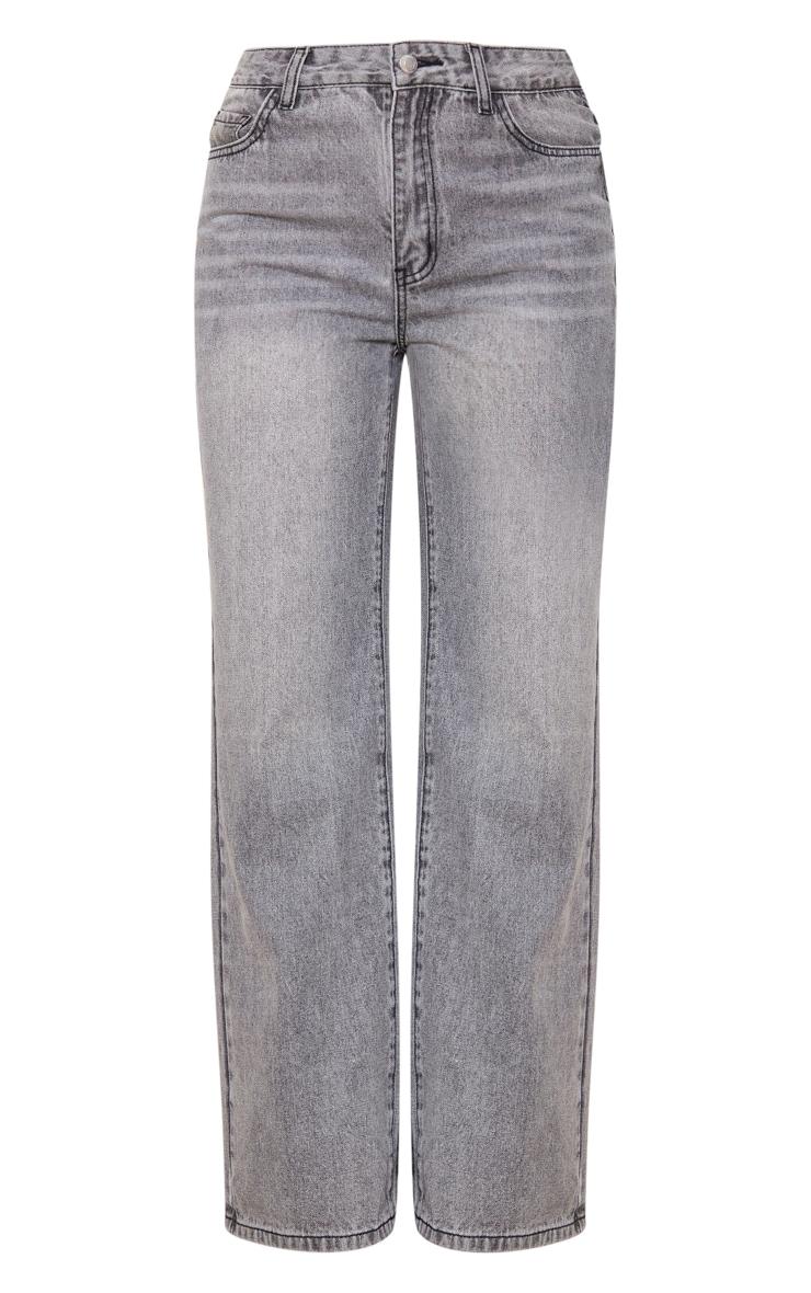 Grey Faded Wash Straight Leg Jeans Product Image